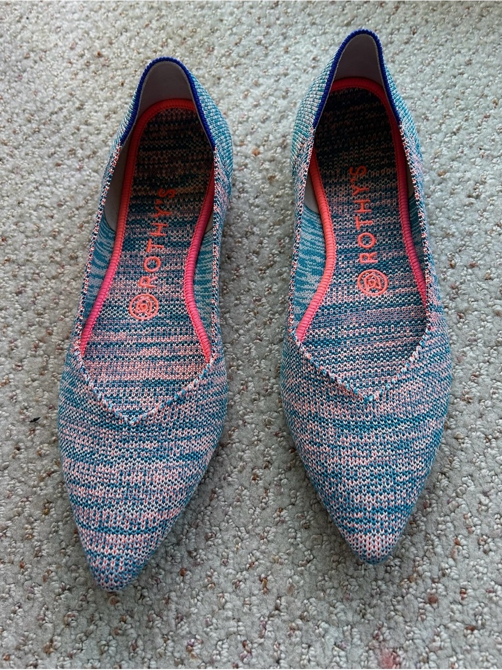 Rothy's The Point Turquoise Melange Limited Edition Ballet Flat Size 8